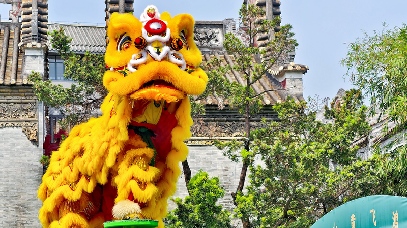 Espectáculo de Danza de León en el Templo Ancestral de Foshan