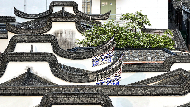Flores de Árboles de Flecos Brillan en los Callejones Históricos de Fuzhou