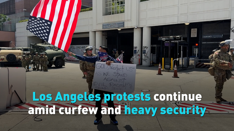 Protestas en Los Ángeles: 7mo día, toque de queda y fuerte seguridad video poster