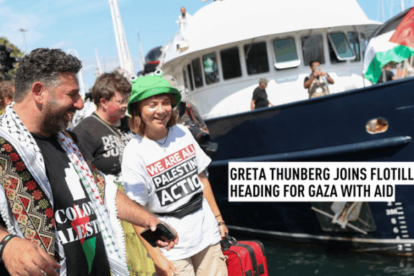 Greta Thunberg se une a la flotilla humanitaria récord hacia Gaza video poster