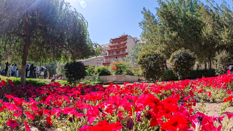 Las grutas de Mogao brillan en el resplandor otoñal de Dunhuang