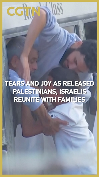 Lágrimas y alegría mientras palestinos e israelíes liberados se reúnen con sus familias video poster