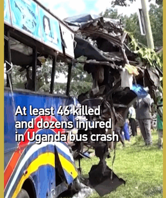 Accidente de autobús en Uganda deja 46 muertos en la autopista Kampala-Gulu video poster