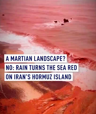 Lluvias tiñen de rojo el mar en la Isla Hormuz video poster