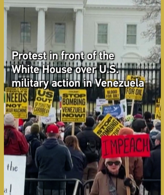 Protesta frente a la Casa Blanca contra acción militar en Venezuela video poster