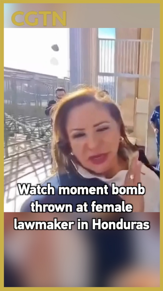 Lanzan bomba a diputada hondureña en plena entrevista video poster