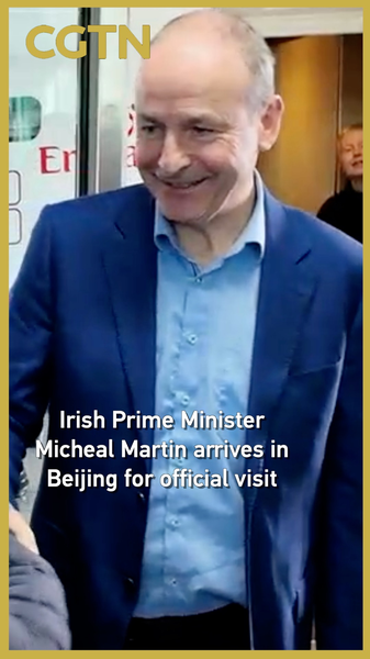 El primer ministro irlandés Micheal Martin llega a Pekín en visita oficial video poster