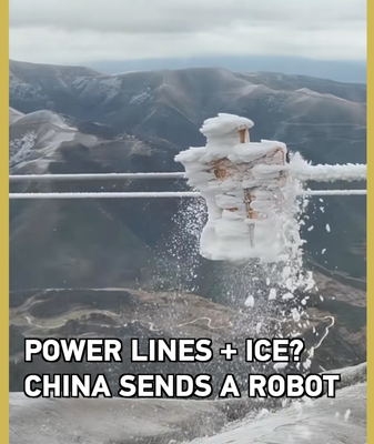 Robot chino combate hielo en líneas eléctricas a 3,300 m video poster